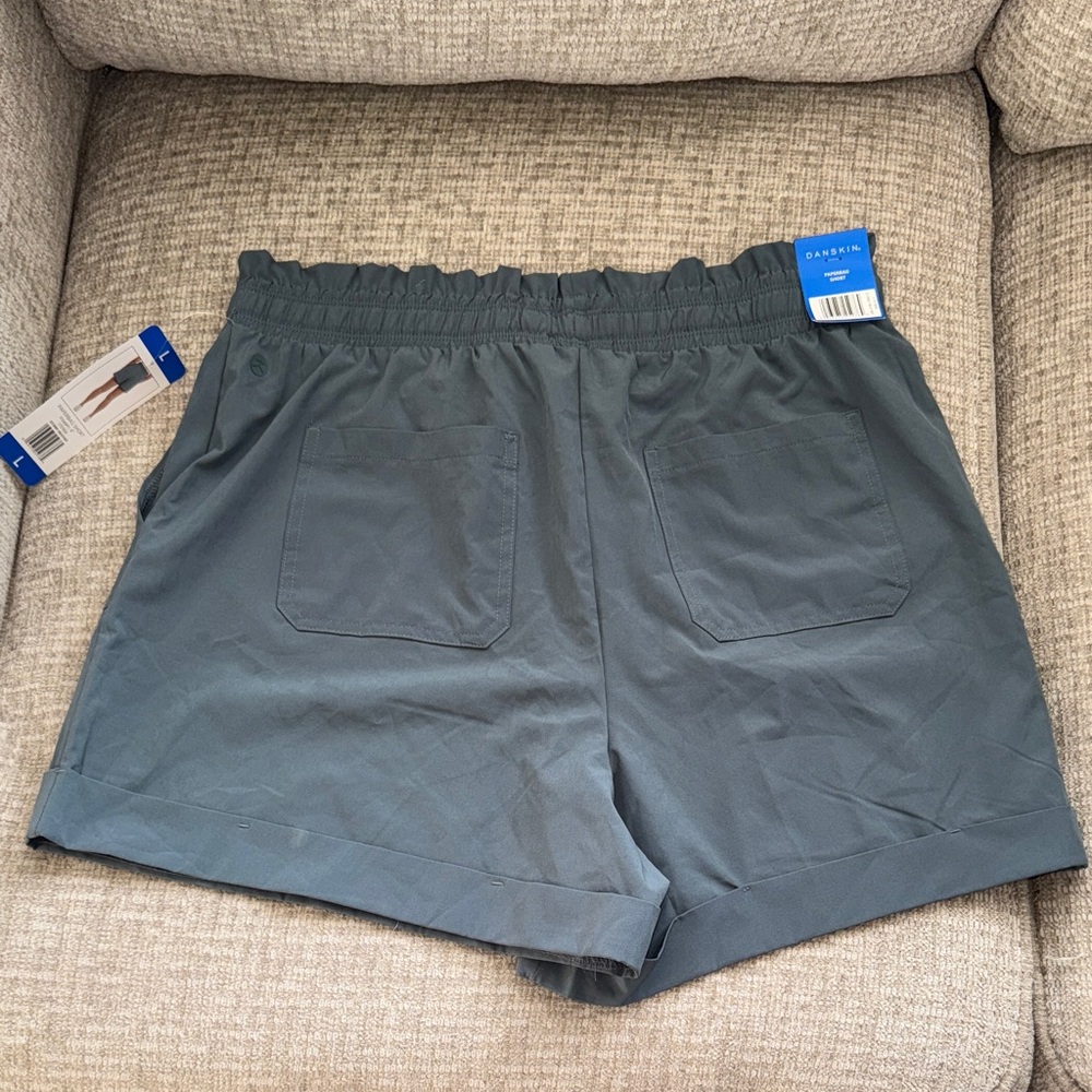 Danskin Charcoal Casual Paperbag  Shorts - Picture 6 of 7